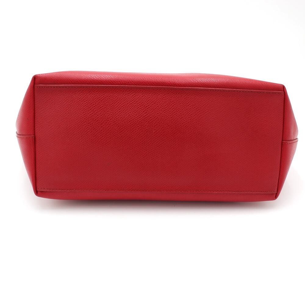 Coach City Tote Red Crossgrain Leather Shoulder Bag Zip Minimalist Preppy - Picture 4 of 14